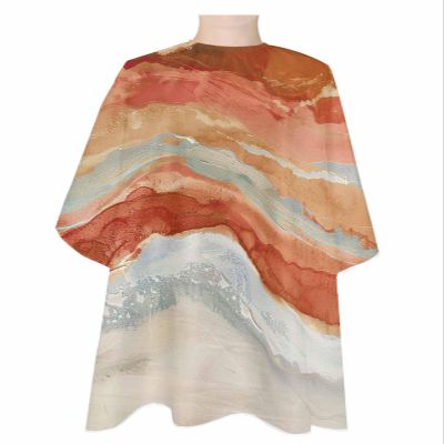 Abstract Orange Barber Cape - Salon Hair Cutting Cape for Women,Men,Kids,Adults,Contemporary Seawave Striped Painting Haircut Cape with Adjustable Elastic Neckline Hairdressing Stylist Accessories