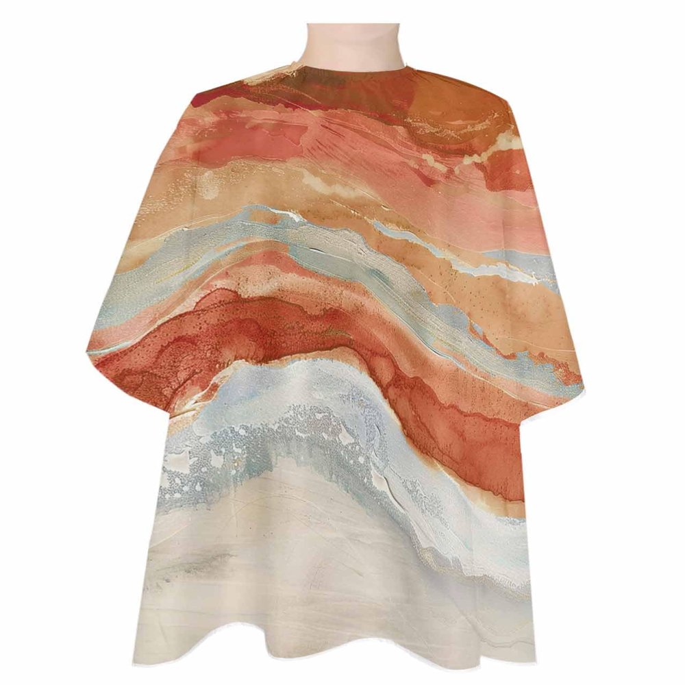 Abstract Orange Barber Cape - Salon Hair Cutting Cape for Women,Men,Kids,Adults,Contemporary Seawave Striped Painting Haircut Cape with Adjustable Elastic Neckline Hairdressing Stylist Accessories
