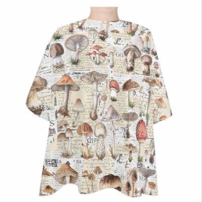 Mushroom Barber Cape - Salon Hair Cutting Cape for Women,Men,Kids,Adults,Vintage Forest Aesthetic Colorful Plant Haircut Cape with Adjustable Elastic Neckline Hairdressing Stylist Cape Accessories