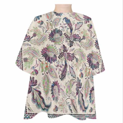 Brown Paisley Floral Barber Cape - Salon Hair Cutting Cape for Women,Men,Kids,Adults,Swirling Leafy Boho Ethnic Classic Oriental Haircut Cape with Adjustable Elastic Neckline Hairdressing Accessories
