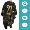 21th Birthday Barber Cape - Salon Hair Cutting Cape for Women,Men,Kids,Adults,Star Cake Fireworks Golden Black Haircut Cape with Adjustable Elastic Neckline Hairdressing Stylist Cape Gown Accessories view 2