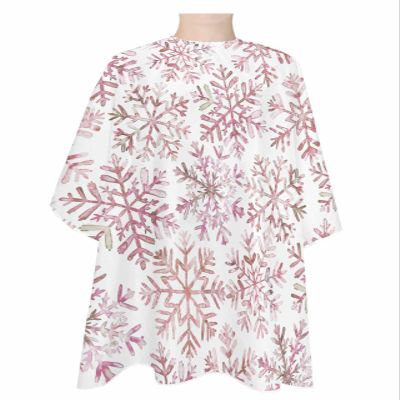 Rose Red Christmas Snowflakes Barber Cape - Salon Hair Cutting Cape for Women,Men,Kids,Adults,Winter Holiday Watercolor Haircut Cape with Adjustable Elastic Neckline Hairdressing Stylist Accessories