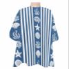 Navy Blue Coastal Barber Cape - Salon Hair Cutting Cape for Women,Men,Kids,Adults,White Striped Starfish Shells Jellyfish Coral Haircut Cape with Adjustable Elastic Neckline Hairdressing Accessories view 1