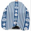 Navy Blue Coastal Barber Cape - Salon Hair Cutting Cape for Women,Men,Kids,Adults,White Striped Starfish Shells Jellyfish Coral Haircut Cape with Adjustable Elastic Neckline Hairdressing Accessories view 3