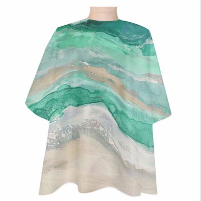 Abstract Green Barber Cape - Salon Hair Cutting Cape for Women,Men,Kids,Adults,Rustic Country Coastal Ombre Stripe Grey Haircut Cape with Adjustable Elastic Neckline Hairdressing Stylist Accessories
