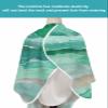 Abstract Green Barber Cape - Salon Hair Cutting Cape for Women,Men,Kids,Adults,Rustic Country Coastal Ombre Stripe Grey Haircut Cape with Adjustable Elastic Neckline Hairdressing Stylist Accessories view 4