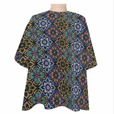 Boho Blue Flowers Barber Cape - Salon Hair Cutting Cape for Women,Men,Kids,Adults,Ethnic Original Tribal Style Damask Haircut Cape with Adjustable Elastic Neckline Hairdressing Stylist Accessories