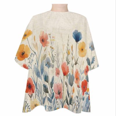 Spring Flower Floral Barber Cape - Salon Hair Cutting Cape for Women,Men,Kids,Adults,Romantic Vintage Botanical Herbs Haircut Cape with Adjustable Elastic Neckline Hairdressing Stylist Accessories
