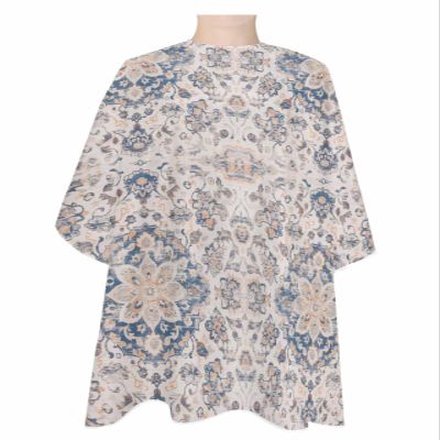 Blue Boho Floral Barber Cape - Salon Hair Cutting Cape for Women,Men,Kids,Adults,Vintage Traditional Oriental Mandala Tribal Haircut Cape with Adjustable Elastic Neckline Hairdressing Accessories