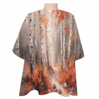 Abstract Forest Barber Cape - Salon Hair Cutting Cape for Women,Men,Kids,Adults,Burnt Orange Modern Impressionist Tree Shabby Chic Painting Haircut Cape with Adjustable Elastic Neckline Accessories