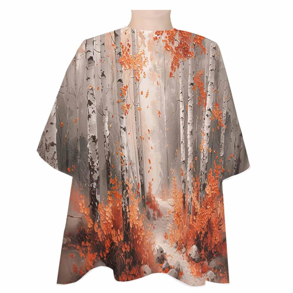 Abstract Forest Barber Cape - Salon Hair Cutting Cape for Women,Men,Kids,Adults,Burnt Orange Modern Impressionist Tree Shabby Chic Painting Haircut Cape with Adjustable Elastic Neckline Accessories