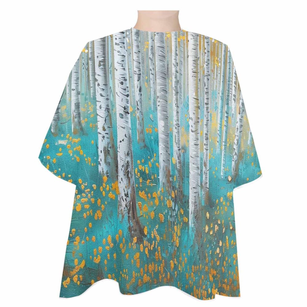 Abstract Tree Barber Cape - Salon Hair Cutting Cape for Women,Men,Kids,Adults,Contemporary Painting Forest Natural Landscape Haircut Cape with Adjustable Elastic Neckline Hairdressing Accessories
