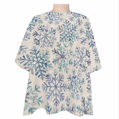 Blue Green Christmas Snowflakes Barber Cape - Salon Hair Cutting Cape for Women,Men,Kids,Adults,Retro Farmhouse Winter Holiday Haircut Cape with Adjustable Elastic Neckline Hairdressing Accessories