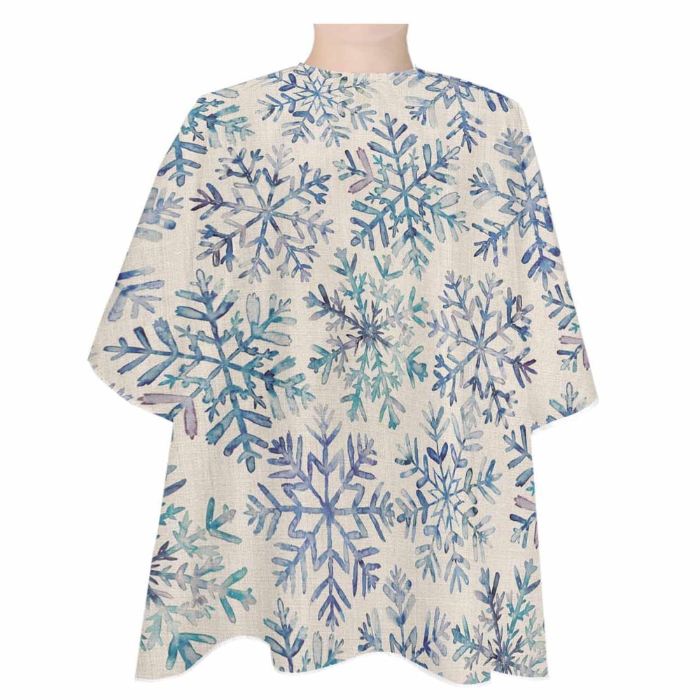 Blue Green Christmas Snowflakes Barber Cape - Salon Hair Cutting Cape for Women,Men,Kids,Adults,Retro Farmhouse Winter Holiday Haircut Cape with Adjustable Elastic Neckline Hairdressing Accessories