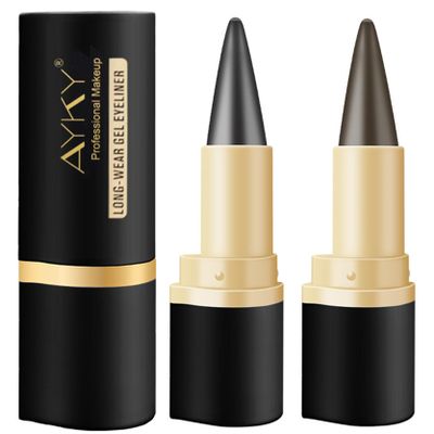 AYKY Long Wear Gel Eyeliner, Tattoo Pencil Liner Waterproof Smudge Proof Gel Eyeliner for Mature Women, Professional Make-Up Silver Gray Brown Black Gel Eye Liner Pencils for Older Women (#02+#03)