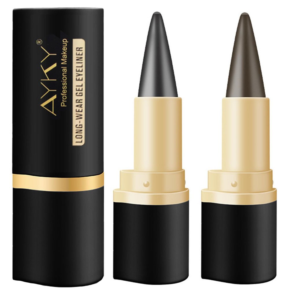 AYKY Long Wear Gel Eyeliner, Tattoo Pencil Liner Waterproof Smudge Proof Gel Eyeliner for Mature Women, Professional Make-Up Silver Gray Brown Black Gel Eye Liner Pencils for Older Women (#02+#03)