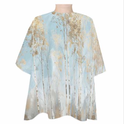 Brown Tree Barber Cape - Salon Hair Cutting Cape for Women,Men,Kids,Adults,Aqua Forest Shabby Chic Abstract Natural Painting Haircut Cape with Adjustable Elastic Neckline Hairdressing Accessories
