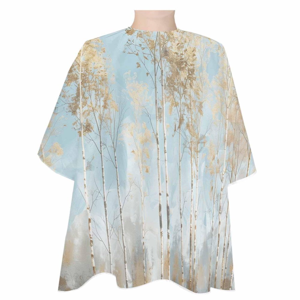 Brown Tree Barber Cape - Salon Hair Cutting Cape for Women,Men,Kids,Adults,Aqua Forest Shabby Chic Abstract Natural Painting Haircut Cape with Adjustable Elastic Neckline Hairdressing Accessories
