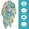Marble Turquoise Barber Cape - Salon Hair Cutting Cape for Women,Men,Kids,Adults,Abstract Golden Geometric Retro Modern Art Haircut Cape with Adjustable Elastic Neckline Hairdressing Stylist Accessory view 2