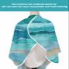 Abstract Turquoise Barber Cape - Salon Hair Cutting Cape for Women,Men,Kids,Adults,Shabby Chic Summer Grey Beach Wave Haircut Cape with Adjustable Elastic Neckline Hairdressing Stylist Accessories view 4
