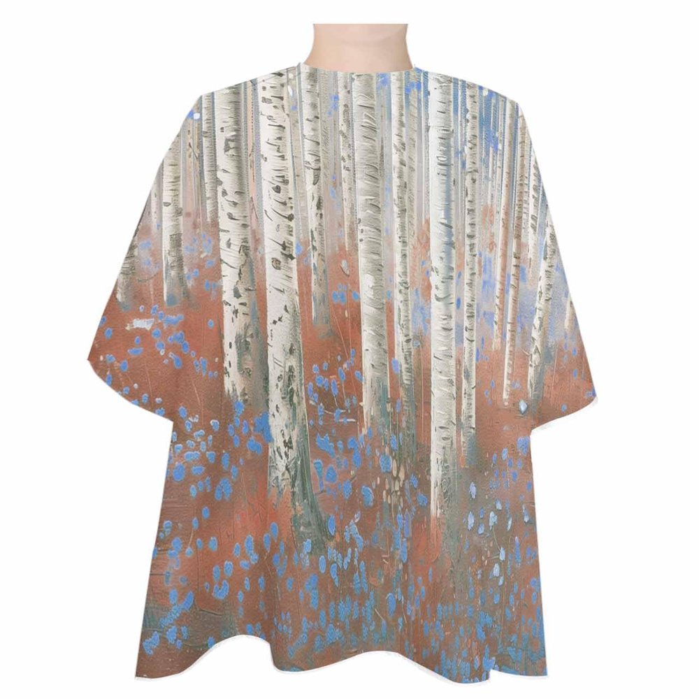 Abstract Blue Forest Impressionist Tree Street Art Barber Cape - Salon Hair Cutting Cape for Women,Men,Kids,Adults,Haircut Cape with Adjustable Elastic Neckline Hairdressing Stylist Cape Accessories