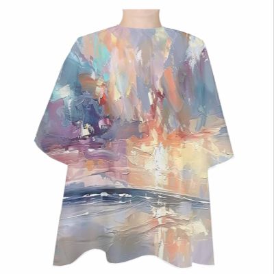 Abstract Blue Barber Cape - Salon Hair Cutting Cape for Women,Men,Kids,Adults,Smear Street Art Coastal Summer Beach Haircut Cape with Adjustable Elastic Neckline Hairdressing Stylist Cape Accessories