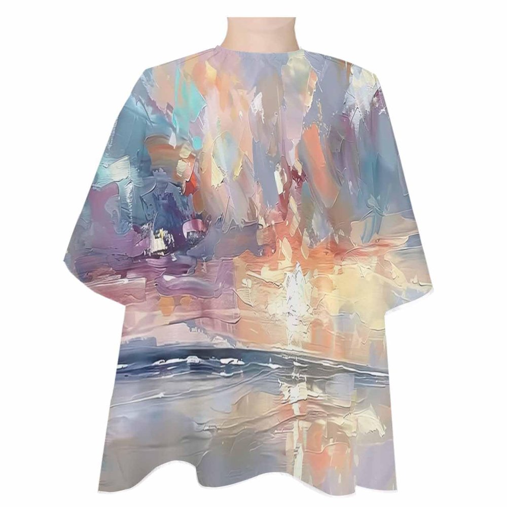 Abstract Blue Barber Cape - Salon Hair Cutting Cape for Women,Men,Kids,Adults,Smear Street Art Coastal Summer Beach Haircut Cape with Adjustable Elastic Neckline Hairdressing Stylist Cape Accessories