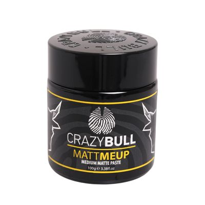Crazy Bull Hair MattMeUp Medium Matte Paste - Water-Based Hair Styling Products, Vegan Styling Cream, Volumizing Hair Products - Melon Scent - 3.38 oz