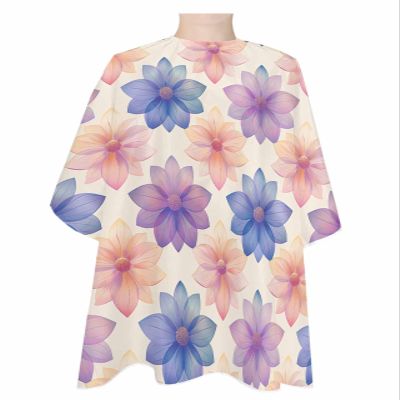 Blue Purple Flower Barber Cape - Salon Hair Cutting Cape for Women,Men,Kids,Adults,Botanical Blossom Floral Watercolor Haircut Cape with Adjustable Elastic Neckline Hairdressing Stylist Accessories