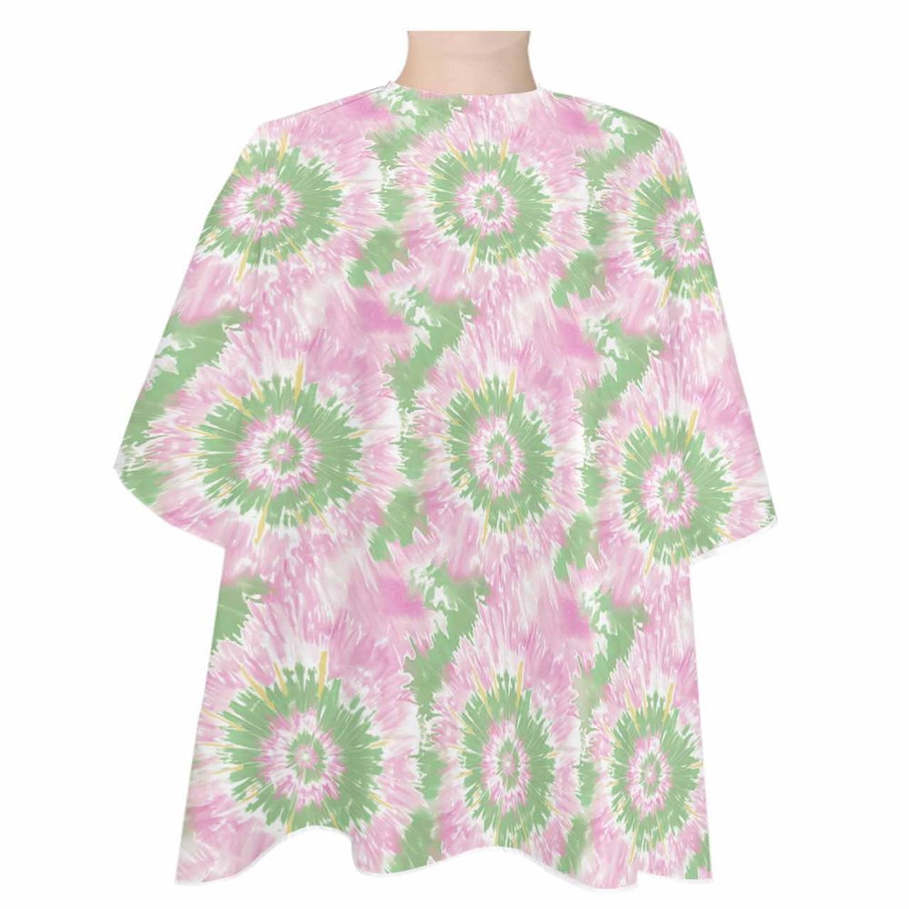 Pink Green Barber Cape - Salon Hair Cutting Cape for Women,Men,Kids,Adults,Tie Dye Stained Rainbow Modern Abstract Boho Haircut Cape with Adjustable Elastic Neckline Hairdressing Stylist Accessories