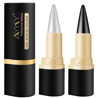 AYKY Long Wear Gel Eyeliner, Tattoo Pencil Liner Waterproof Smudge Proof Gel Eyeliner for Mature Women, Professional Make-Up Silver Gray Brown Black Gel Eye Liner Pencils for Older Women (#01+#04)