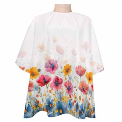 Colorful Floral Barber Cape - Salon Hair Cutting Cape for Women,Men,Kids,Adults,Red Orange Blue White Botanical Flower Haircut Cape with Adjustable Elastic Neckline Hairdressing Stylist Accessories