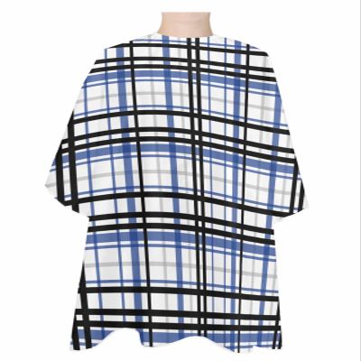 Blue Back Lattice Barber Cape - Salon Hair Cutting Cape for Women,Men,Kids,Adults,Retro Farmhouse Buffalo Plaid Checkered Haircut Cape with Adjustable Elastic Neckline Hairdressing Stylist Accessories