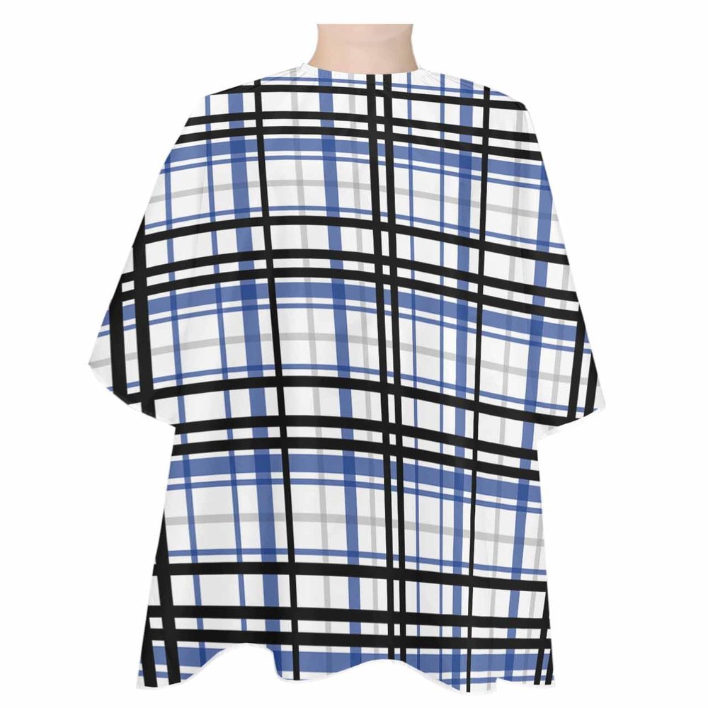 Blue Back Lattice Barber Cape - Salon Hair Cutting Cape for Women,Men,Kids,Adults,Retro Farmhouse Buffalo Plaid Checkered Haircut Cape with Adjustable Elastic Neckline Hairdressing Stylist Accessories
