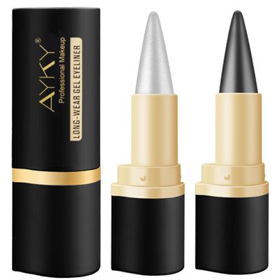 AYKY Long Wear Gel Eyeliner, Tattoo Pencil Liner Waterproof Smudge Proof Gel Eyeliner for Mature Women, Professional Make-Up Silver Gray Brown Black Gel Eye Liner Pencils for Older Women (#01+#02)