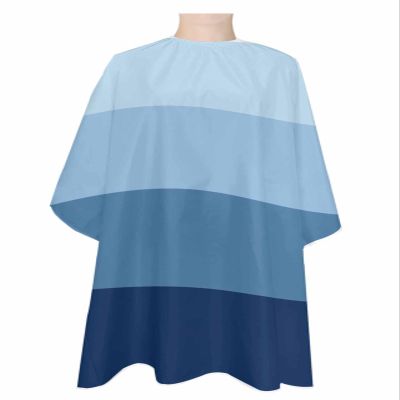 Blue Grey Barber Cape - Salon Hair Cutting Cape for Women,Men,Kids,Adults,Geometric Minimalist Gradient Stripes Haircut Cape with Adjustable Elastic Neckline Hairdressing Stylist Cape Gown Accessories