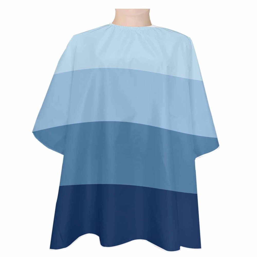 Blue Grey Barber Cape - Salon Hair Cutting Cape for Women,Men,Kids,Adults,Geometric Minimalist Gradient Stripes Haircut Cape with Adjustable Elastic Neckline Hairdressing Stylist Cape Gown Accessories