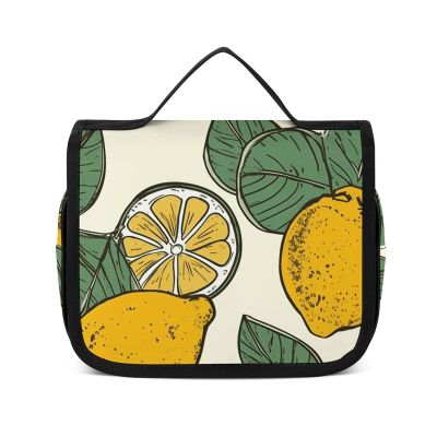 VFMNT Toiletry Bag for Women Men Lemon Fruit Pattern Makeup Bag with Hanging Hook Waterproof Bathroom Cosmetic Bag Large Capacity Travel Bag for Toiletries Accessories