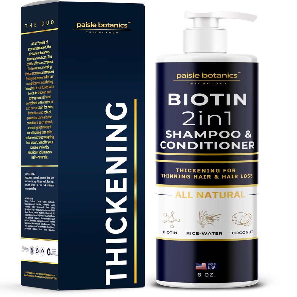 Biotin 2 in 1 Shampoo and Conditioner Men & Women Thickening for Thinning Hair Treatment Women & Mens 2 in 1 for Hair Growth and Hair loss treatment - ALL NATURAL