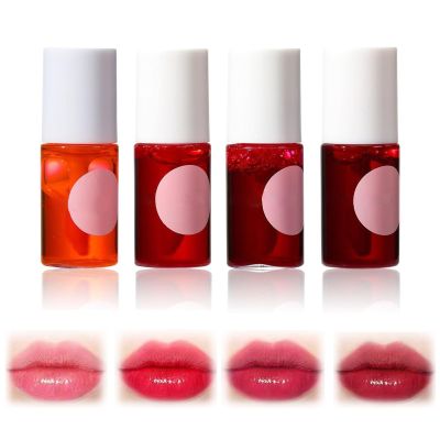 4 Colors Fruit Juice Lip Tint Set, Stain Long Lasting Waterproof, Lightweight Non-sticky, Transfer-Proof, Matte Finish Makeup(4Pcs)