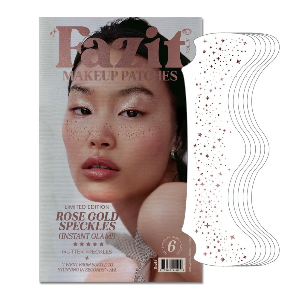 Fazit Makeup Patches - Rose Gold Speckles - Glow Up Make-Up Patches - Cute Glitter Makeup Accessories for Women - Cosmetic Glitter for Face