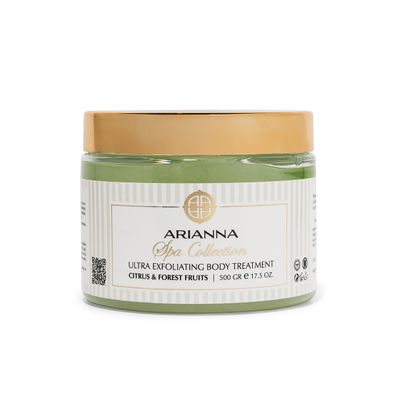 ARIANNA-SKINCARE Ultra Exfoliating Body Treatment Dead Sea Salt Body Scrub Natural Moisturizing and Exfoliating Scrub for Nourishing Essential Skin Care (Citrus & Forest Fruits)