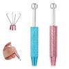 2 PCS Piercing Ball Grabber Tool Diamond Claw Tweezers Piercing Assistant Pen Stainless Steel Jeweler Pick Up Tool 4 Claw Gem Picker Tool Chip Pick for Small Parts Pickup (Pink Blue) view 1