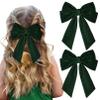 2PCS Velvet Hair Bow Green Bow Hair Ribbon Clips for women Girls Fall Alligator Hair Clips Hair Accessories Toddlers Kids Teens view 2