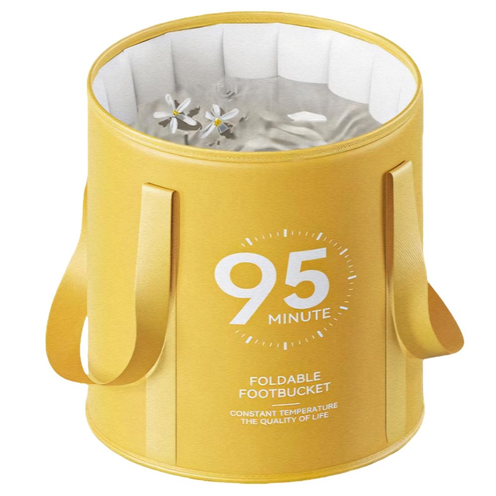 30L Collapsible Foot Bath Basin  Foldable Foot Soak Bucket with Handle Portable Home Foot Spa Tub Multifunctional Travel Foot Bath for Camping Fishing Storage and Washing(Yellow Unovered)