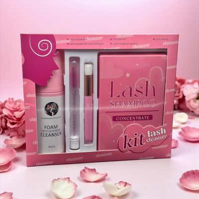 Lash Shampoo Kit | 5 Concentrates with Foaming Pump Bottle | Cleansing Brush & Poly Mix Cup | Professional Eyelash Extension Cleanser Set