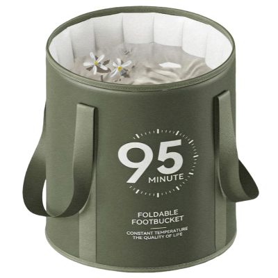 30L Collapsible Foot Bath Basin  Foldable Foot Soak Bucket with Handle Portable Home Foot Spa Tub Multifunctional Travel Foot Bath for Camping Fishing Storage and Washing(Green Unovered)