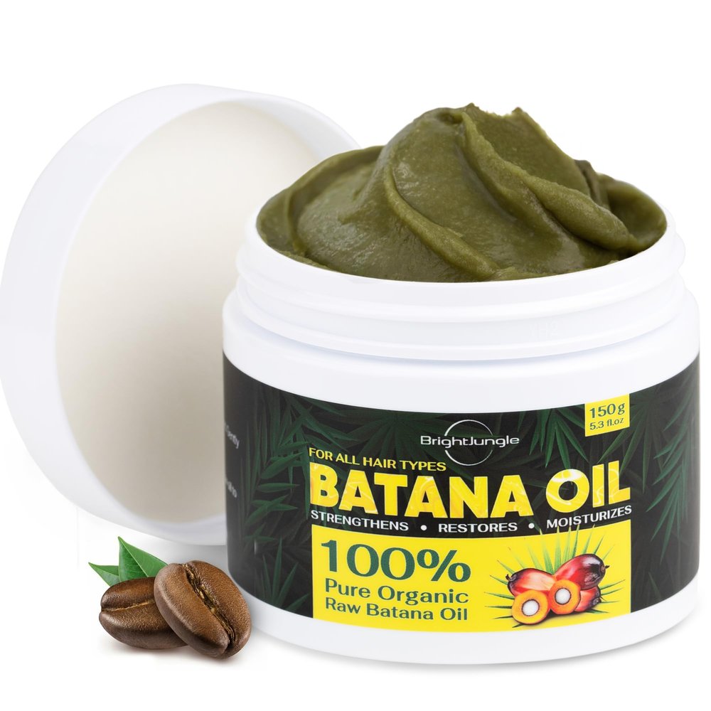 BRIGHTJUNGLE Raw Batana Oil for Hair Growth  Hair & Scalp Oil for Thickness & Shine  Men & Women - 100% Pure, Organic, Cold-Pressed 5.3oz (150g)  Dr. Sebi Approved  Nourishing