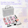 AOLIKOKO Makeup Kit for Teenager & Women Full Kit, All in One Makeup Set With The Small Cosmetic Train Case, Professional Makeup Kit, Makeup Gift Set for Women Girls (silver) view 2
