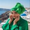 Wosois Headwrap Hair Turbans African Turban Flower Pearl Crystal Twisted Head Turban for Women Fashion (Green) view 4